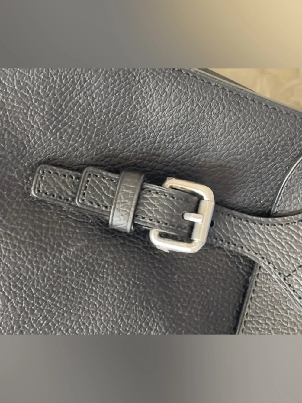 Black Pebble 💯Leather Men's Briefcase with Silver Hardware